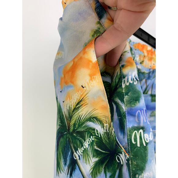 Maison Noir Blue Tan Orange Tropical Island Swim Trunks Shorts Size L Vacation - Picture 5 of 6